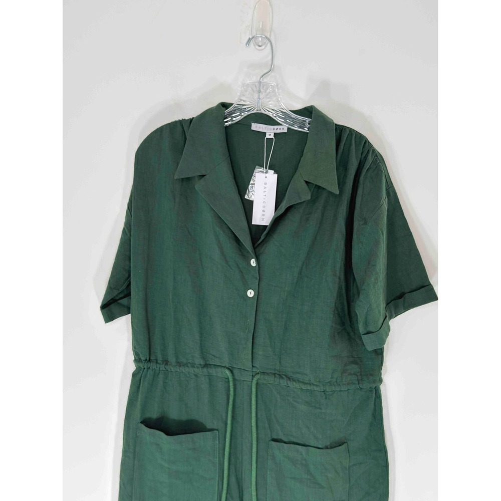 Baltic Borm Hemming Jumpsuit Greem Short Sleeve Button Up Lightweight Medium - Picture 5 of 16